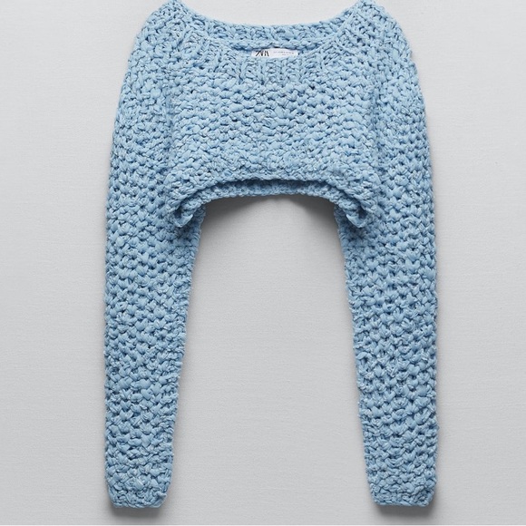 NWT Zara Limited Edition Cropped Crochet Sweater - Picture 7 of 9